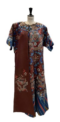 Lot 1045 - A mid 20th century Chinese embroidered gown,...