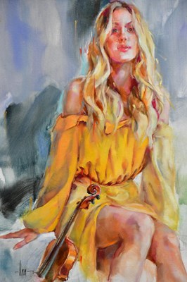 Lot 1803 - ANNA RAZUMOVSKAYA; oil on canvas, 'Overture I',...