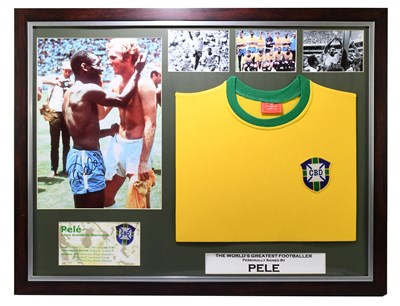 Lot 286 - PELE; a framed montage depicting four...