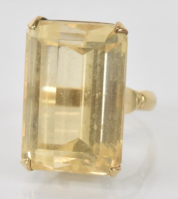 Lot 1253 - A 9ct yellow gold citrine set ring, the large...