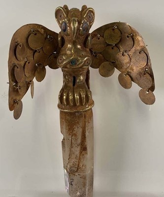 Lot 1020 - A South American carved crystal sceptre, with...