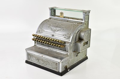 Lot 365 - NATIONAL; a silvered metal cash register...