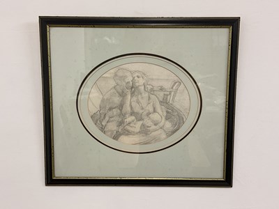 Lot 526 - UNATTRIBUTED; pencil study, a couple cradling...