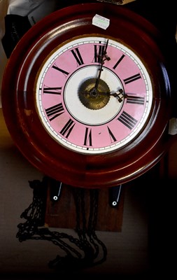 Lot 74 - A late 19th/early 20th century mahogany postman's alarm wall clock