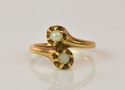 Lot 1227 - A 14ct yellow gold and simulated twin pearl...