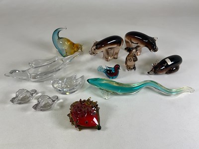 Lot 260 - Twelve hand blown glass animals, by V Nason &...