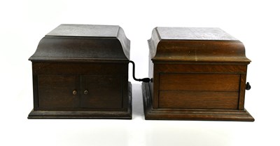 Lot 1153 - COLUMBIA; an oak cased wind-up gramophone and...