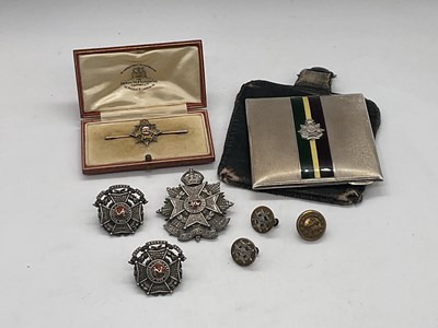 Lot 1225 - THE BORDER REGIMENT; a silver compact, cased...