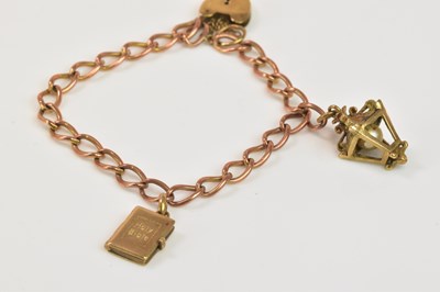 Lot 1208 - A 9ct rose gold bracelet with two 9ct yellow...