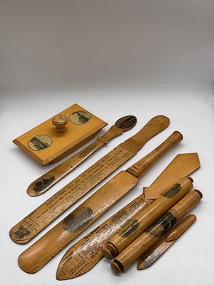 Lot 16 - MAUCHLINE WARE; eight pieces including a...