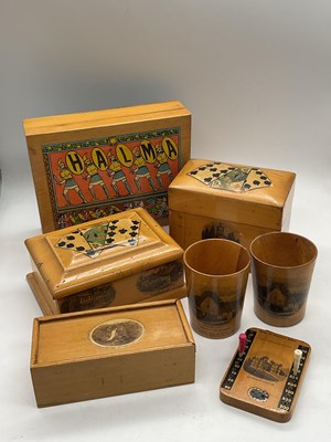 Lot 21 - MAUCHLINE WARE; seven items including two card...