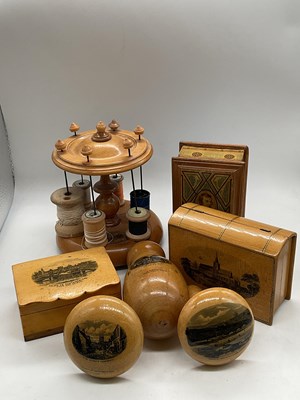 Lot 32 - MAUCHLINE WARE; seven pieces relating to...