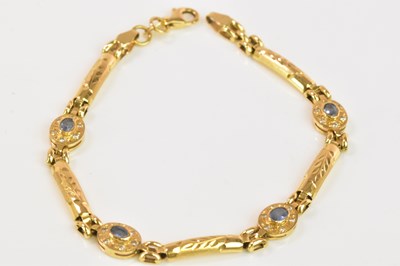 Lot 1294 - A Continental yellow metal line bracelet,...