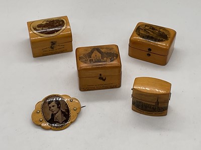 Lot 42 - MAUCHLINE WARE; four ring boxes, 'Sterling...