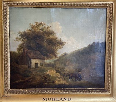 Lot 551 - AFTER GEORGE MORLAND; oil on canvas, landscape...