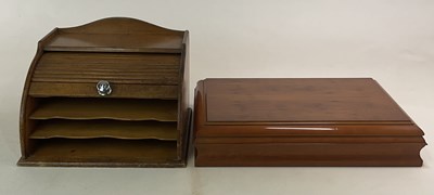 Lot 832 - A tambour fronted desk tidy, height 24cm,...