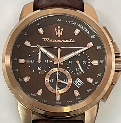 Lot 1382 - MASERATI; a gentleman's wristwatch with three...