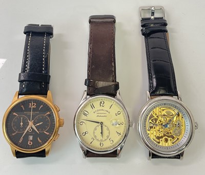 Lot 1375 - STÜHRLING; three gentleman's wristwatches,...