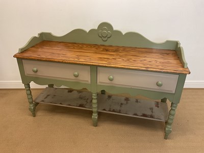 Lot 780 - A part painted rustic two drawer dresser base,...