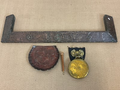 Lot 315 - An Arts and Crafts beaten copper fire curb, an...