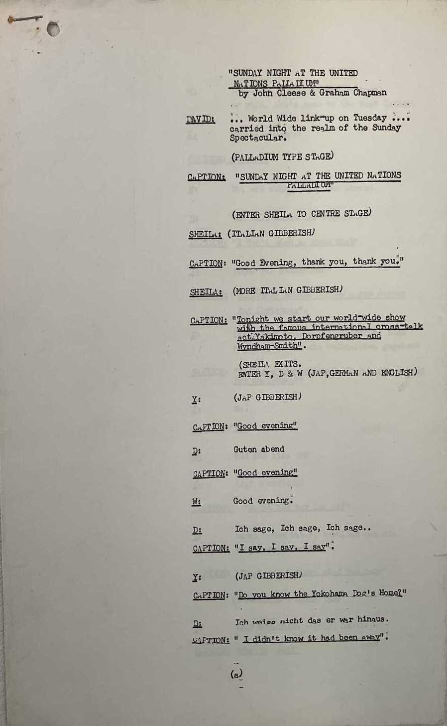 Lot 1893 - JOHN CLEESE, 'SUNDAY NIGHT AT THE UNITED...