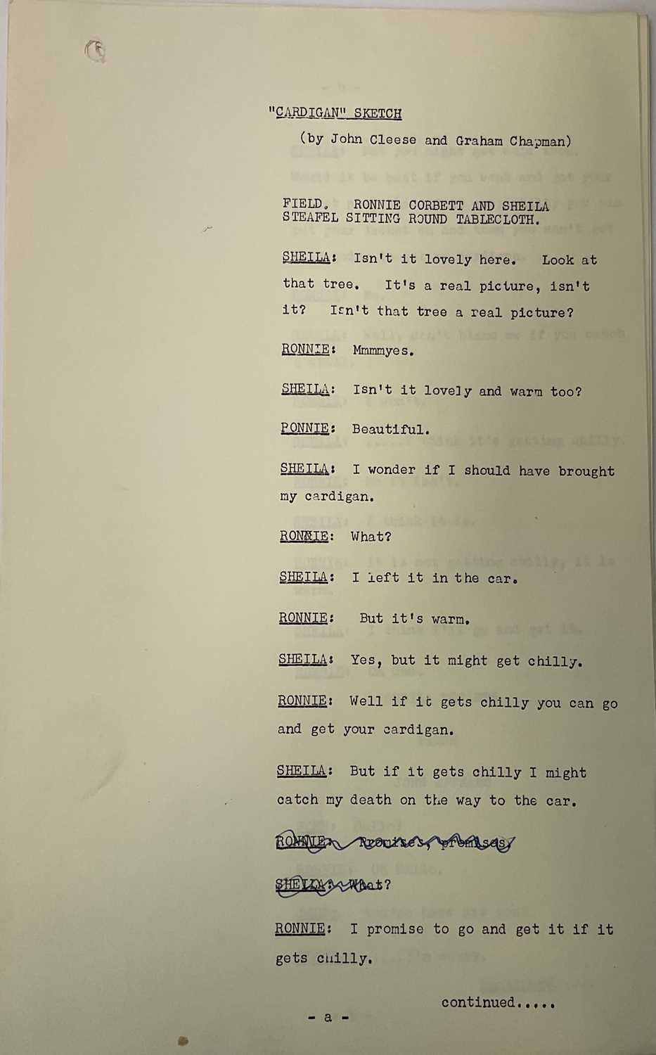Lot 1902 - JOHN CLEESE; his personal six page script,