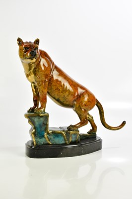 Lot 502 - A contemporary bronze sculpture of a puma...