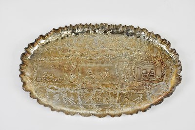 Lot 228 - A small Continental silver oval tray with...