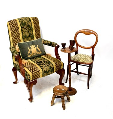 Lot 9 - A mahogany framed armchair