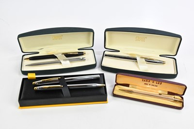 Lot 354 - CROSS; a cased fountain pen, two boxed Cross...