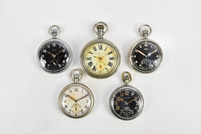 Lot 587 - WALTHAM; a crown wind military pocket watch,...