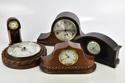 Lot 694 - A 1920s oak cased mantel clock, the silvered...