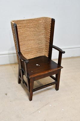 Lot 33 - A reproduction stained pine Orkney chair, with...