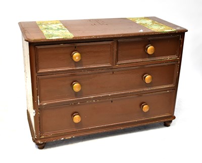 Lot 46 - An Edwardian brown painted two-over-two chest of drawers