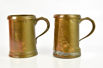 Lot 560 - Two Victorian brass tavern tankards, height...