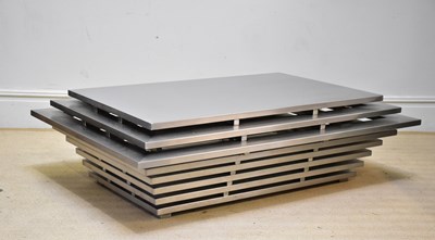 Lot 24 - A contemporary stainless steel coffee table of...