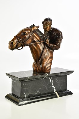 Lot 500 - A contemporary bronze bust, 'The Final Furlong'...