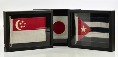 Lot 481 - Three contemporary framed and glazed flags...