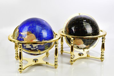 Lot 372 - Two modern table top globes inset with...