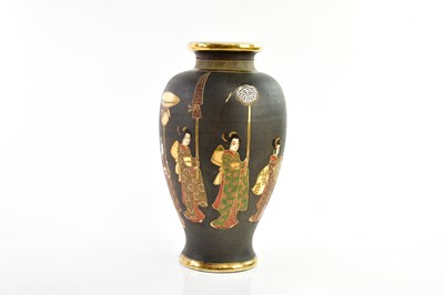 Lot 885 - A Japanese Satsuma vase decorated with geisha...