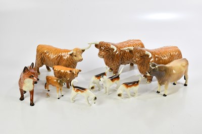 Lot 806 - BESWICK; a family of three Highland cattle and...