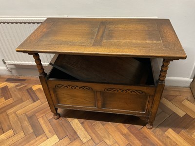 Lot 108 - A carved oak monk's bench, with turned...