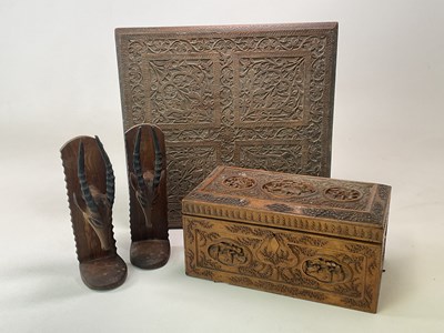 Lot 5 - A heavily carved rectangular box, height 17cm,...