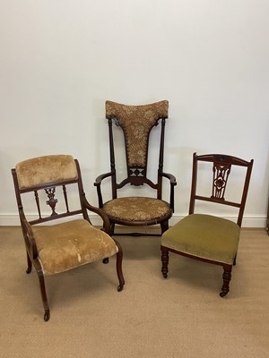 Lot 849 - An Edwardian slipper chair, a late Victorian...