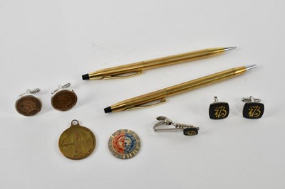 Lot 437 - CROSS; a matching ballpoint pen and propelling...