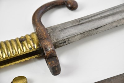 Lot 1352 - A French 1866 chassepot bayonet with scabbard...