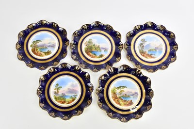 Lot 790 - Five 19th century hand painted plates with...