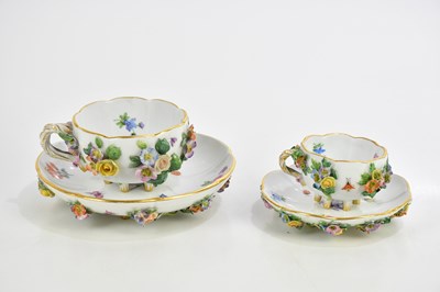 Lot 774 - MEISSEN; a hand painted and floral encrusted...