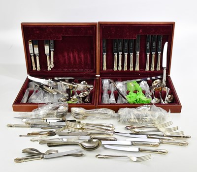 Lot 579 - A collection of silver plated flatware,...