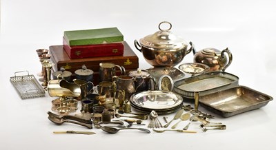 Lot 580 - A collection of assorted silver plate...